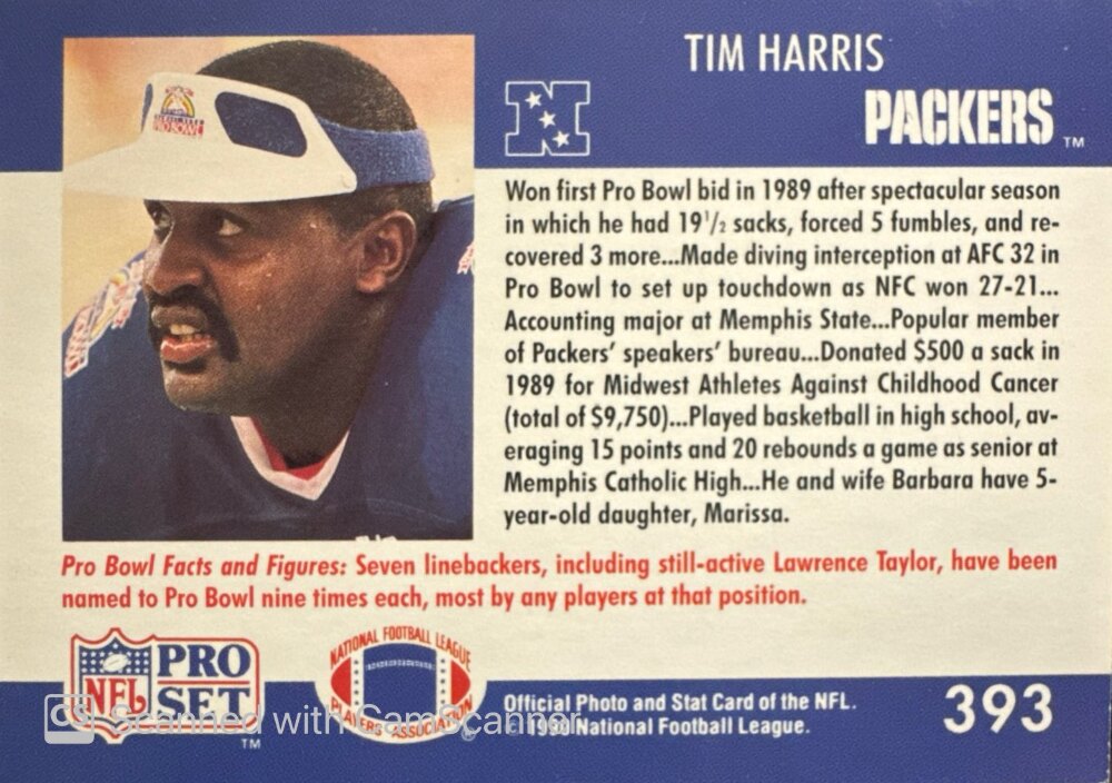 1990 NFL Pro Set Tim Harris Football Card #393