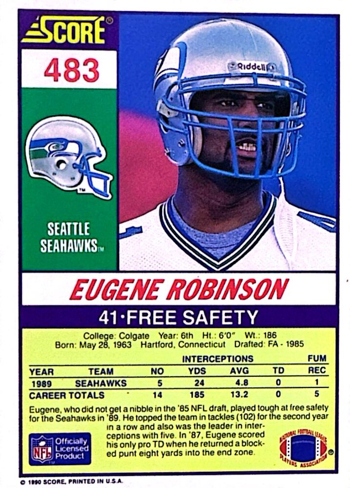 1990 Score Eugene Robinson Football Card #483