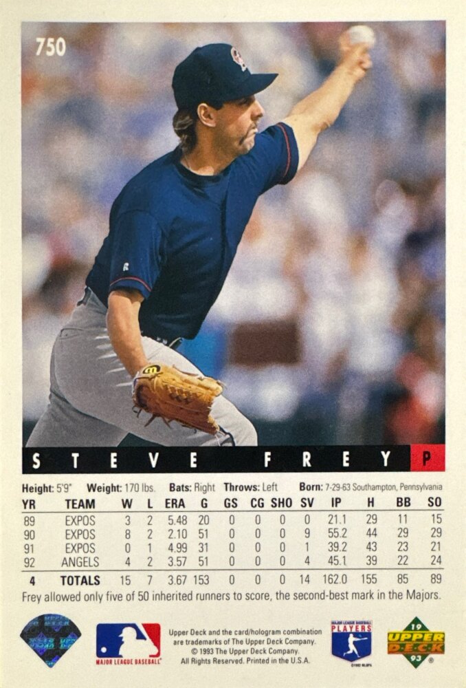 1993 Upper Deck Steve Frey Baseball Card #750