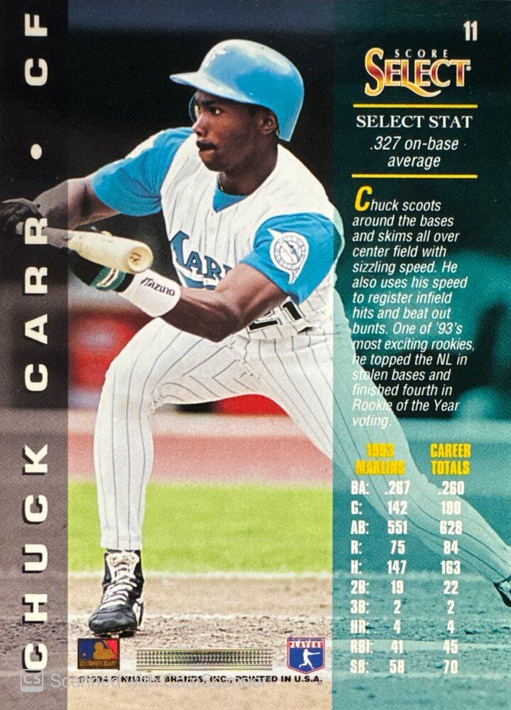 1994 Score Select Chuck Carr Baseball Card #11