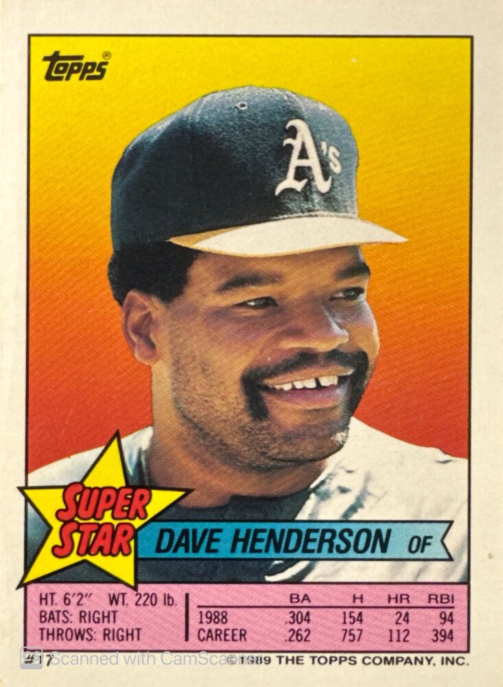 1989 Topps Super Star Dave Henderson Baseball Card #17