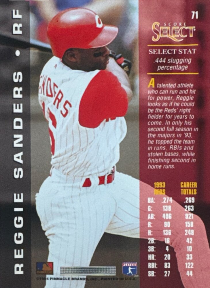 1994 Score Select Reggie Sanders Baseball Card #71