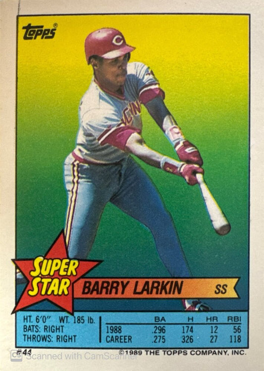 1989 Topps Super Star Sticker Barry Larkin Baseball Card #44