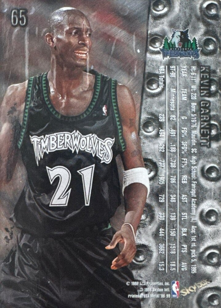 1998 Skybox Metal Universe Kevin Garnett Basketball Card #65