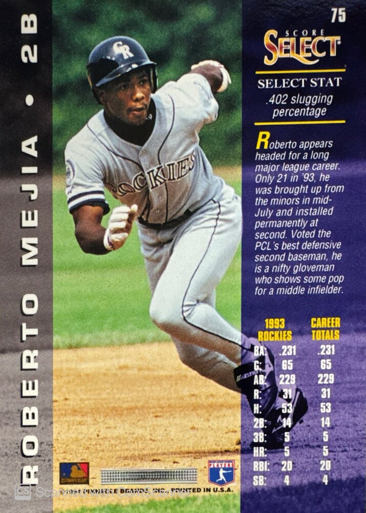 1994 Score Select Roberto Mejia Baseball Card #75