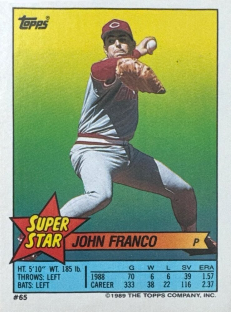 1989 Topps Super Star John Franco Baseball Card #65