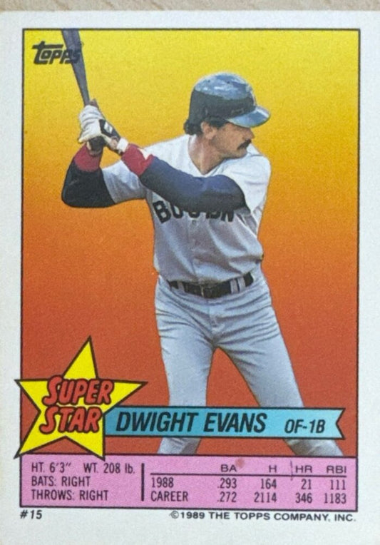 1989 Topps Super Star Dwight Evans Baseball Card #15