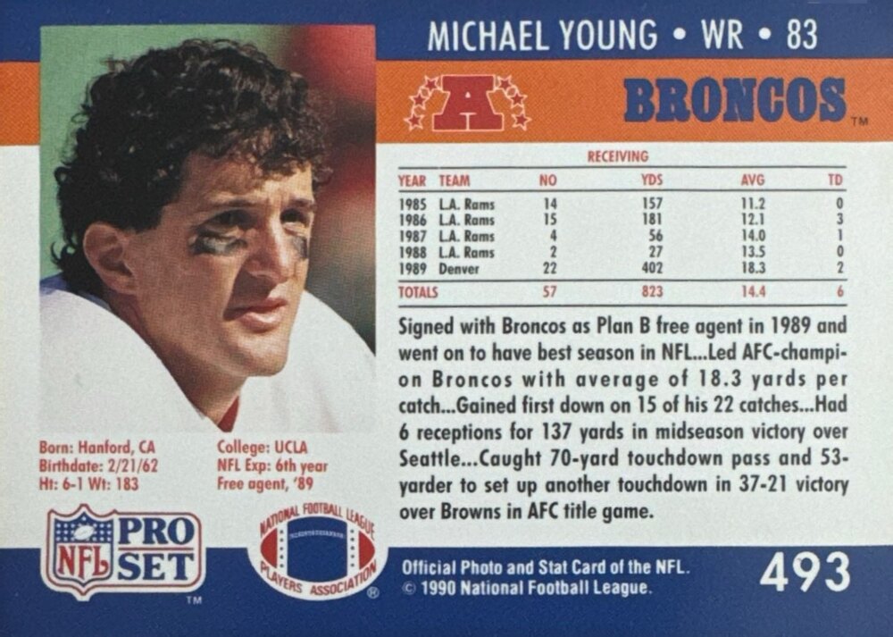 1990 NFL Pro Set Michael Young Football Card #493