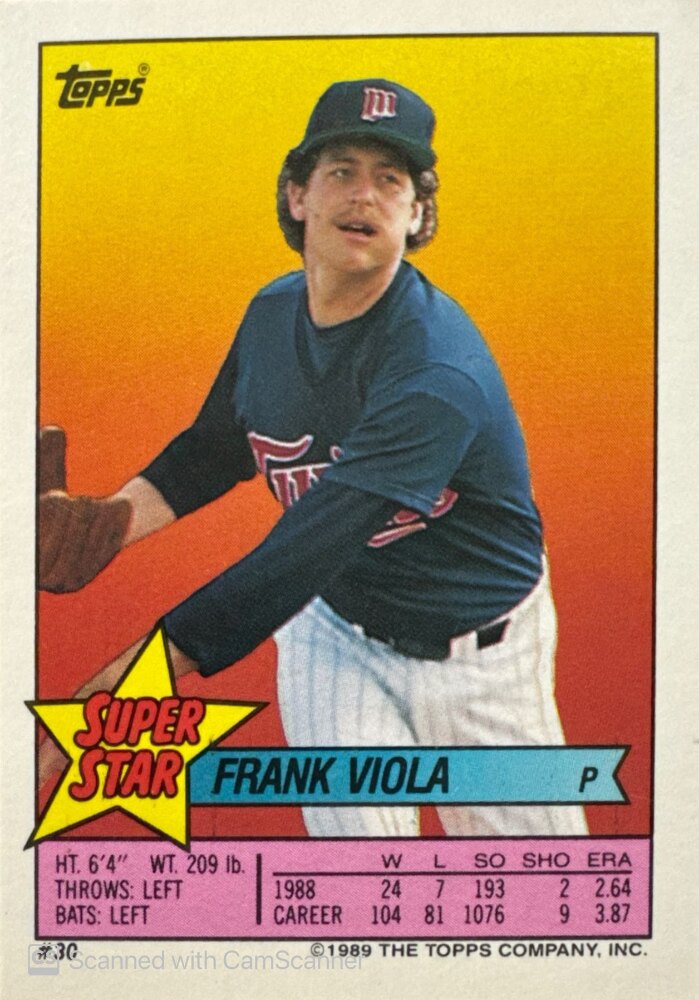 1989 Topps Super Star Frank Viola Baseball Card #30