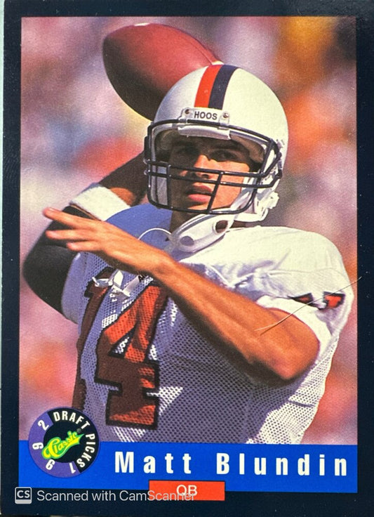 1992 Classic Draft Picks Matt Blundin Football Card #41