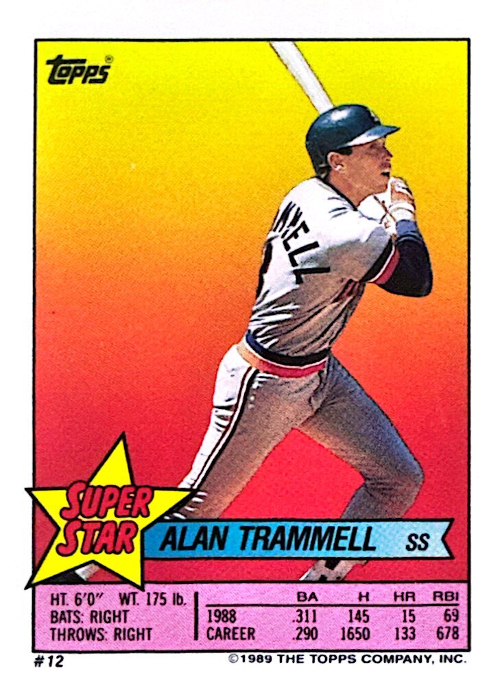 1989 Topps Super Star Alan Trammell Baseball Card #12