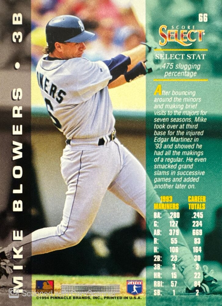 1994 Score Select Mike Blowers Baseball Card #66