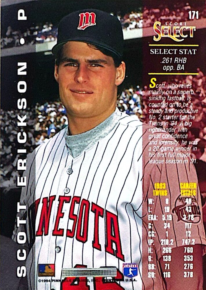 1994 Score Select Scott Erickson Baseball Card #171