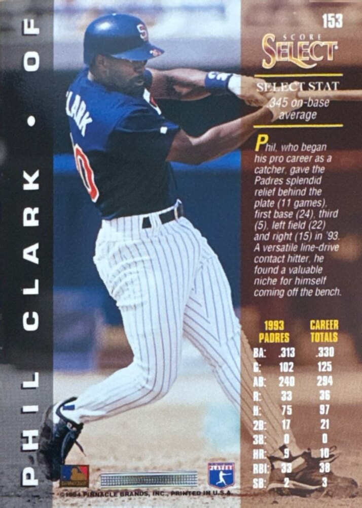 1994 Score Select Phil Clark Baseball Card #153