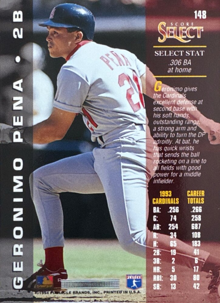 1994 Score Select Geronimo Pena Baseball Card #148