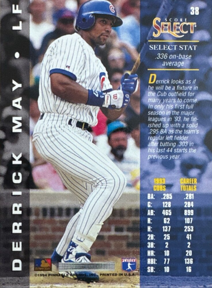 1994 Score Select Derrick May Baseball Card #38