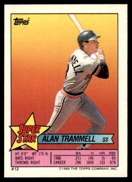 1989 Topps Super Star Alan Trammell Baseball Card #12