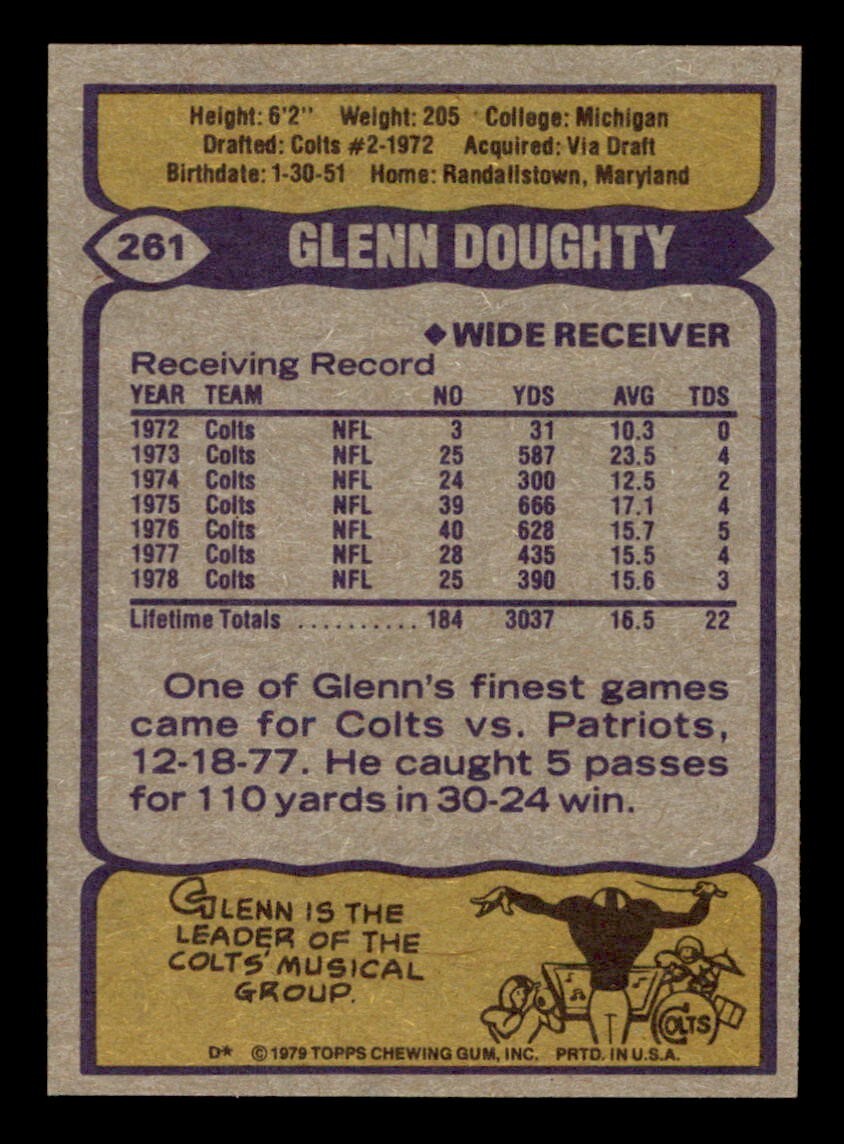 1979 Topps Glenn Doughty Football Card #261