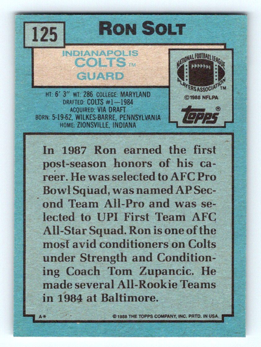 1988 Topps Ron Solt Football Card #125
