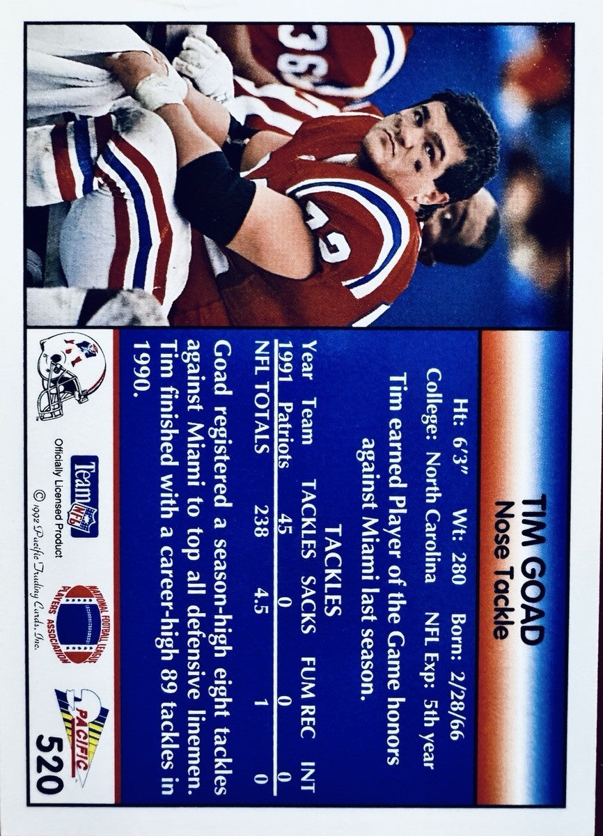 1992 Pacific Tim Goad Football Card #520