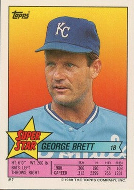 1989 Topps Super Star Sticker George Brett Baseball Card #1