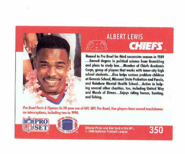 1990 NFL Pro Set Albert Lewis Football Card #350