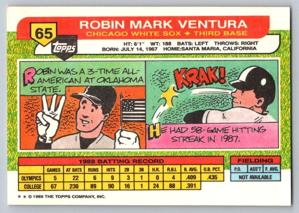 1989 Topps Robin Mark Ventura Baseball Card #65