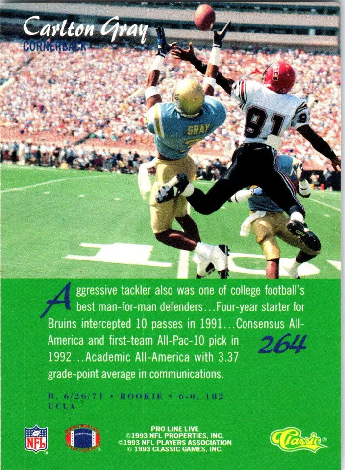 1983 Classic Pro Line Live Carlton Gray Football Card #264