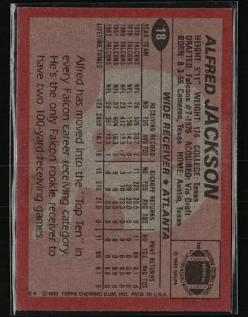 1983 Topps Alfred Jackson Football Card #18
