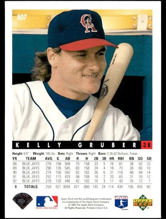 1993 Upper Deck Kelly Gruber Baseball Card #807