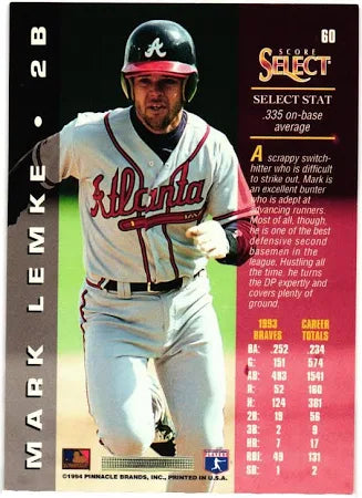 1994 Score Select Mark Lemke Baseball Card #60