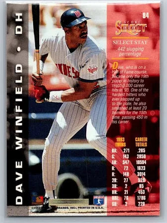 1994 Score Select Dave Winfield Baseball Card #84