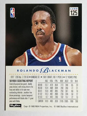 1993 Skybox Premium Edition Rolando Blackman Basketball Card #125