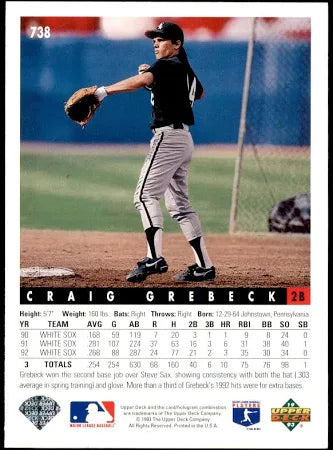 1993 Upper Deck Craig Grebeck Baseball Card #738