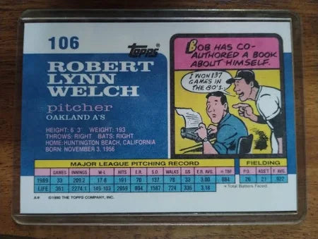 1990 Topps Robert Lynn Welch Baseball Card #106