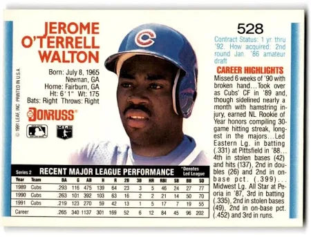 1992 Donruss Jerome O'Terrell Walton Baseball Card #528