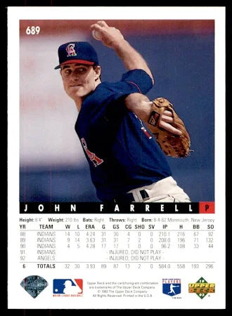 1993 Upper Deck John Farrell Baseball Card #689