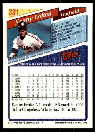1993 Topps Kenny Lofton Baseball Card #331