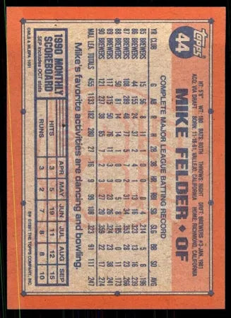 1991 Topps Mike Felder Baseball Card #44