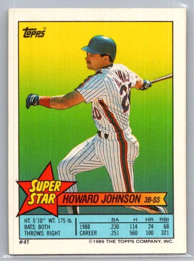 1989 Topps Super Star Sticker Howard Johnson Baseball Card #41