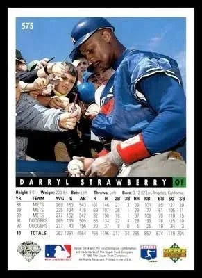 1993 Upper Deck Darryl Strawberry Baseball Card #575