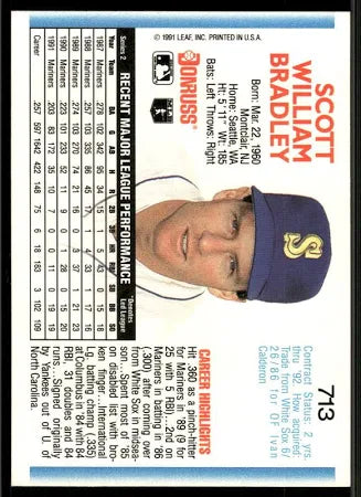 1992 Donruss Scott William Bradley Baseball Card #713