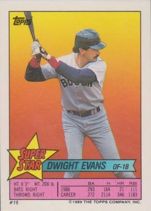 1989 Topps Super Star Dwight Evans Baseball Card #15