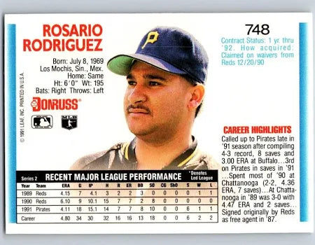 1992 Donruss Rosario Rodriguez Baseball Card #748