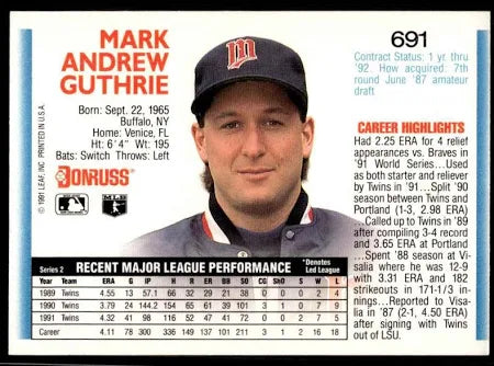 1992 Donruss Mark Andrew Guthrie Baseball Card #691