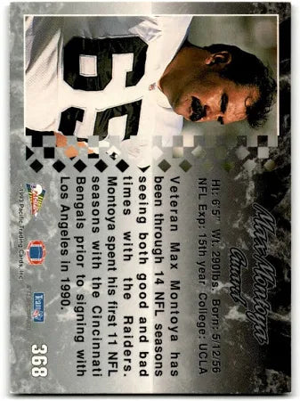 1993 Pacific Max Montoya Football Card #368