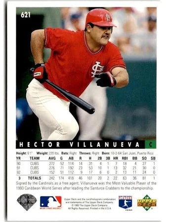 1993 Upper Deck Hector Villanueva Baseball Card #621