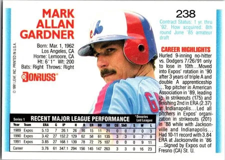 1992 Donruss Mark Allan Gardner Baseball Card #238