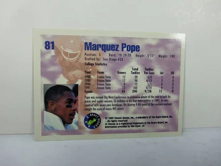 1992 Classic Draft Picks Marquez Pope Football Card #81