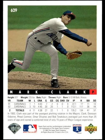 1993 Upper Deck Mark Clark Baseball Card #629